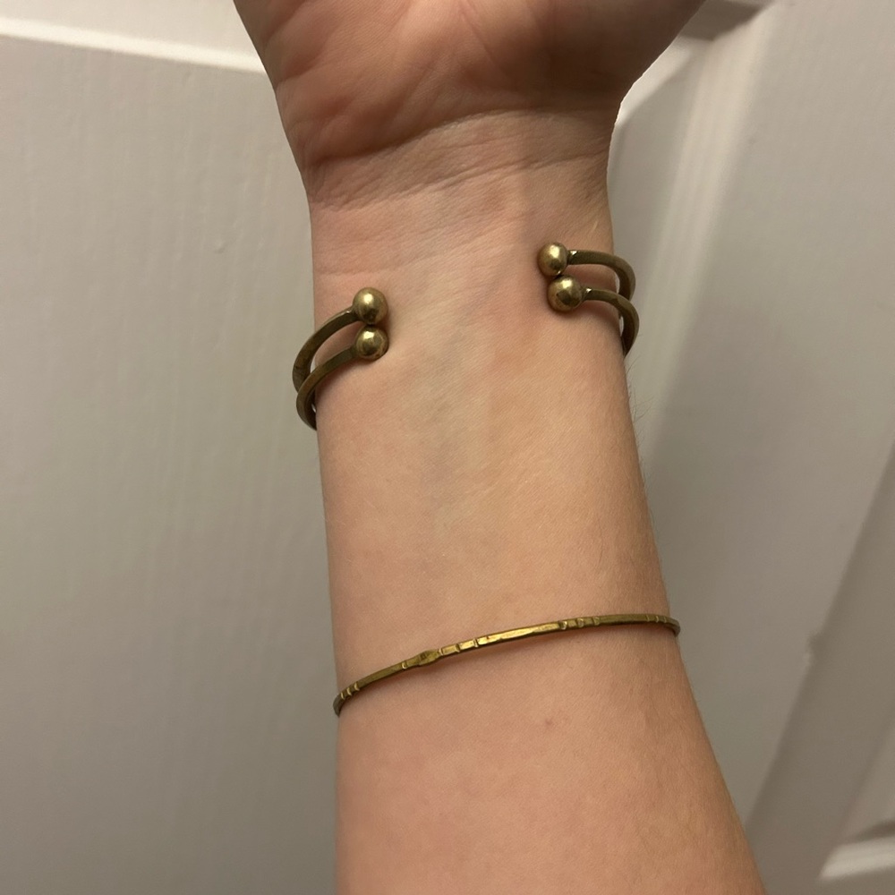 🇳🇬ARTISAN African Gold Tone Bangle Set - Picture 4 of 8